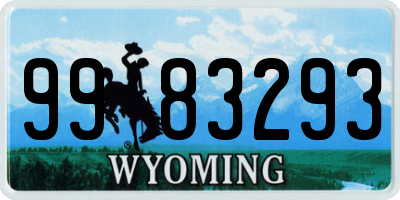 WY license plate 9983293