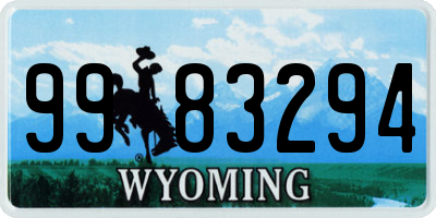 WY license plate 9983294