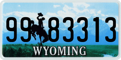 WY license plate 9983313