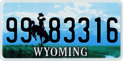 WY license plate 9983316
