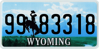 WY license plate 9983318