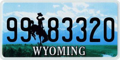 WY license plate 9983320