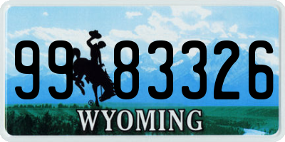 WY license plate 9983326