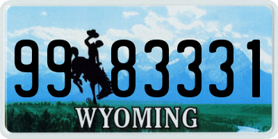 WY license plate 9983331