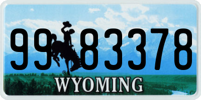 WY license plate 9983378