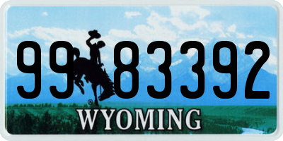 WY license plate 9983392