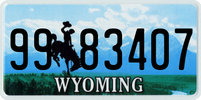 WY license plate 9983407