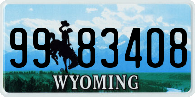 WY license plate 9983408