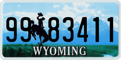 WY license plate 9983411