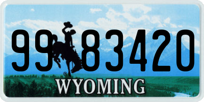 WY license plate 9983420