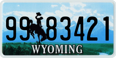 WY license plate 9983421