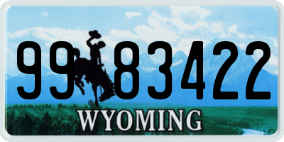 WY license plate 9983422