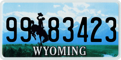 WY license plate 9983423