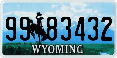 WY license plate 9983432