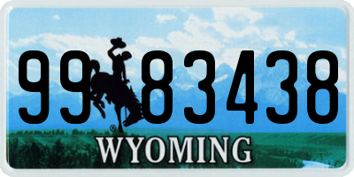 WY license plate 9983438