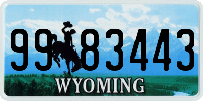 WY license plate 9983443
