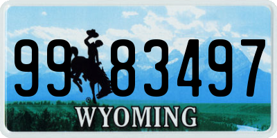 WY license plate 9983497