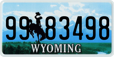 WY license plate 9983498