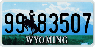 WY license plate 9983507