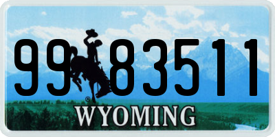 WY license plate 9983511