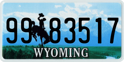 WY license plate 9983517