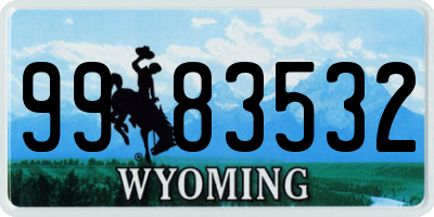 WY license plate 9983532