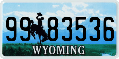 WY license plate 9983536