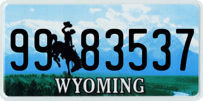 WY license plate 9983537