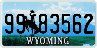 WY license plate 9983562