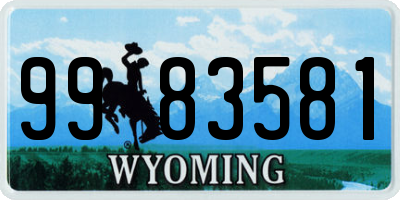 WY license plate 9983581