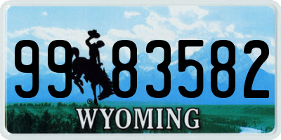 WY license plate 9983582