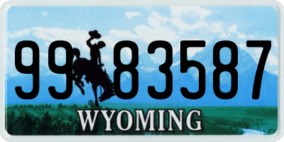 WY license plate 9983587