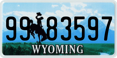 WY license plate 9983597