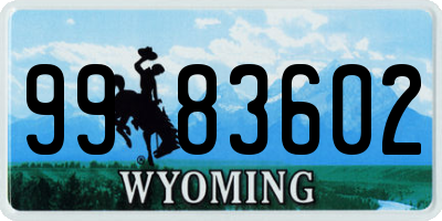 WY license plate 9983602