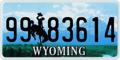 WY license plate 9983614