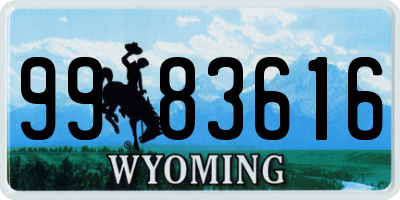 WY license plate 9983616