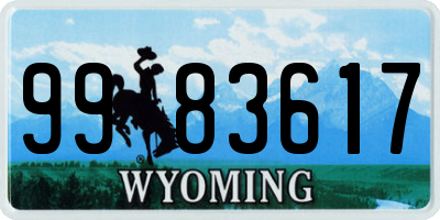 WY license plate 9983617