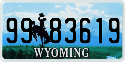 WY license plate 9983619