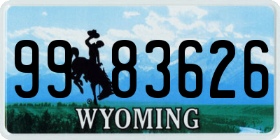 WY license plate 9983626