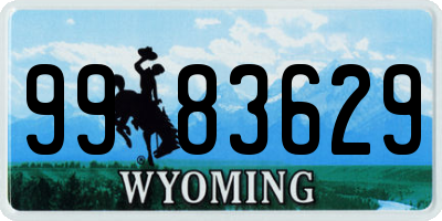 WY license plate 9983629