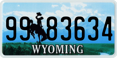 WY license plate 9983634