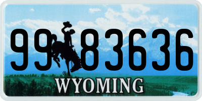 WY license plate 9983636