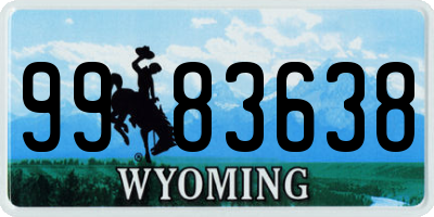 WY license plate 9983638