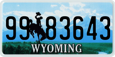 WY license plate 9983643