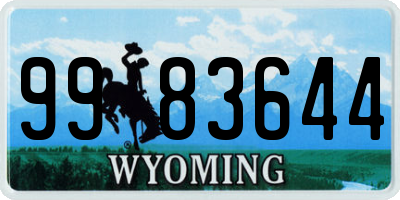 WY license plate 9983644