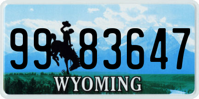 WY license plate 9983647