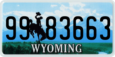 WY license plate 9983663