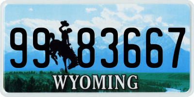 WY license plate 9983667