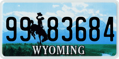 WY license plate 9983684