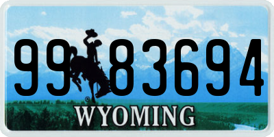 WY license plate 9983694